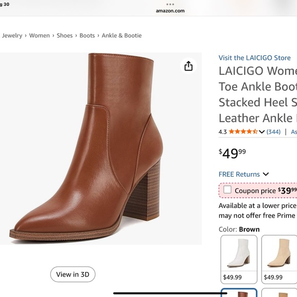 Women’s pointed toe ankle booties - Picture 1 of 6